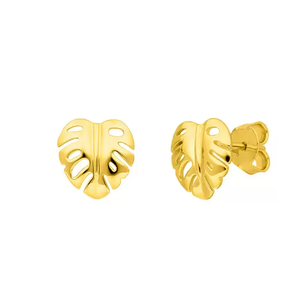 Leaf Jewelry Ohrstecker Monstera Leaf, 18 K Gelbgold vergoldet Auslauf