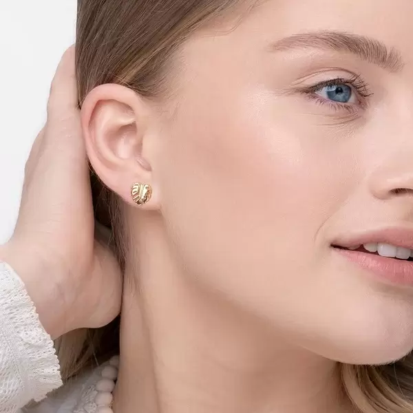 Leaf Jewelry Ohrstecker Monstera Leaf, 18 K Gelbgold vergoldet Auslauf