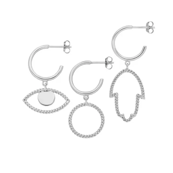 Leaf Jewelry Single Creole Circle Twist, 925 Sterlingsilber im Angebot