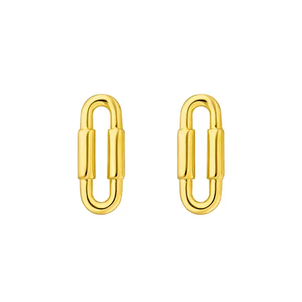Leaf Jewelry Silber Ohrstecker, Gelbgold, Karabiner Fabrikverkauf