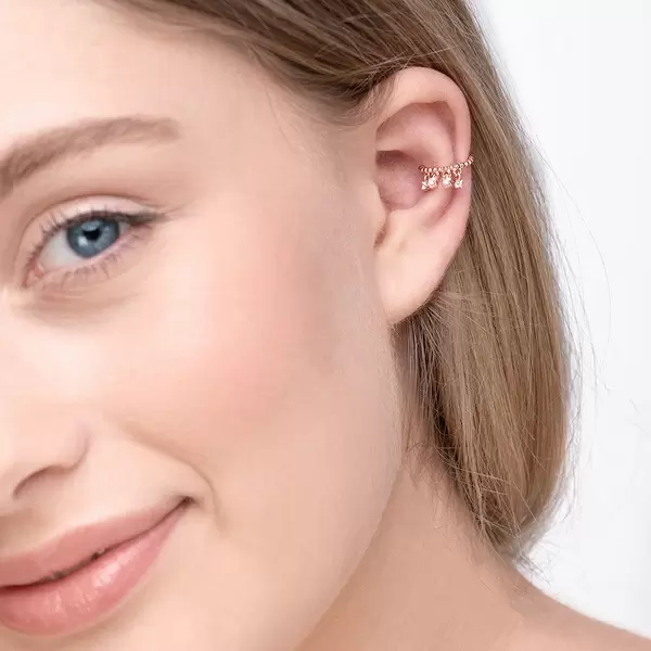Leaf Jewelry Earcuff Fancy, 18 K Rosegold vergoldet Kostenloser Versand