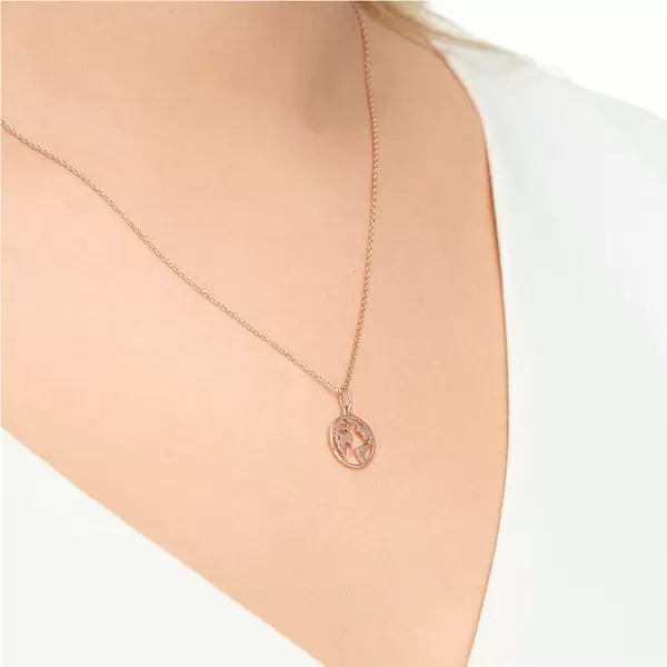 Leaf Jewelry Halskette Weltkugel, 18 K Rosegold vergoldet Fabrikpreis