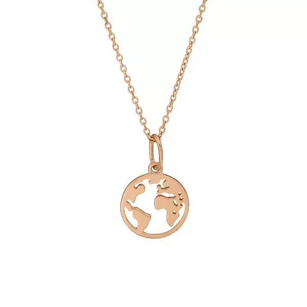 Leaf Jewelry Halskette Weltkugel, 18 K Rosegold vergoldet Fabrikpreis