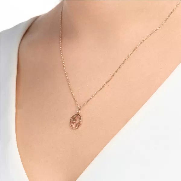Leaf Jewelry Halskette Weltkugel, 18 K Rosegold vergoldet Fabrikpreis