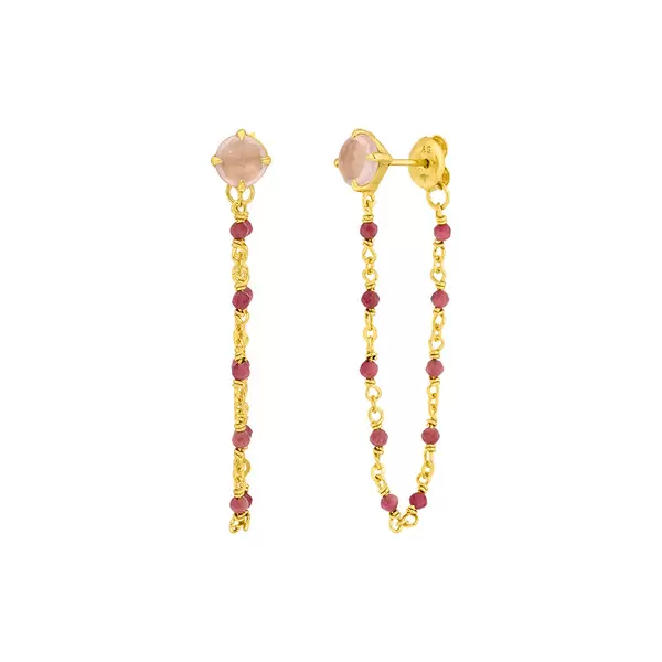 Leaf Jewelry Ohrhänger Flying Gems, Rosenquarz, 18 K Gelbgold vergoldet Sonderangebot