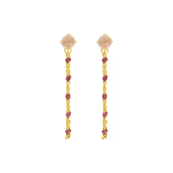 Leaf Jewelry Ohrhänger Flying Gems, Rosenquarz, 18 K Gelbgold vergoldet Sonderangebot