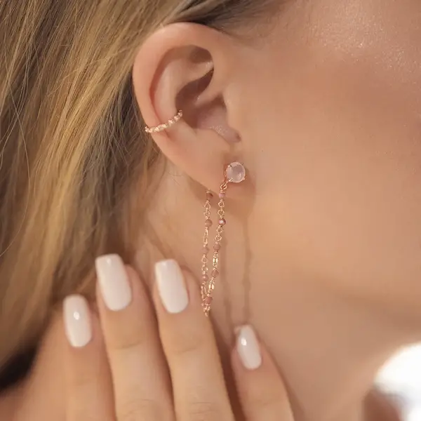 Leaf Jewelry Ohrhänger Flying Gems, Rosenquarz, 18 K Rosegold vergoldet Begrenztes Angebot