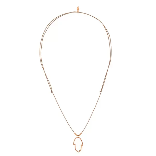 Leaf Jewelry Glückshalskettchen Fatima's Hand, 18 K Rosegold, Beige Black Friday