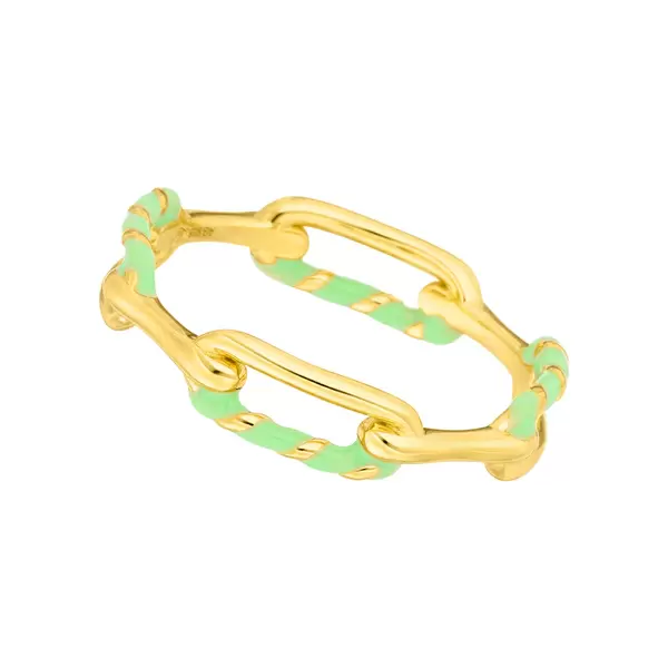 Leaf Jewelry Ring Neon Twist, 18 K Gelbgold vergoldet, grün, Gr.54 Lagerräumung