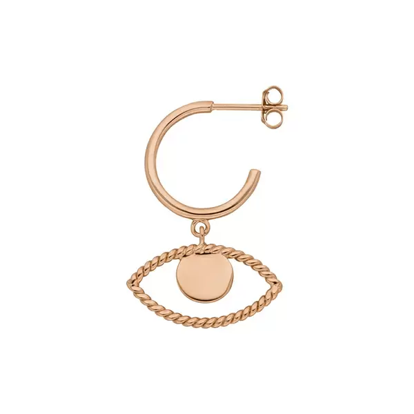 Leaf Jewelry Single Creole Evil Eye Twist, 18 K Rosegold vergoldet Exklusive Angebote