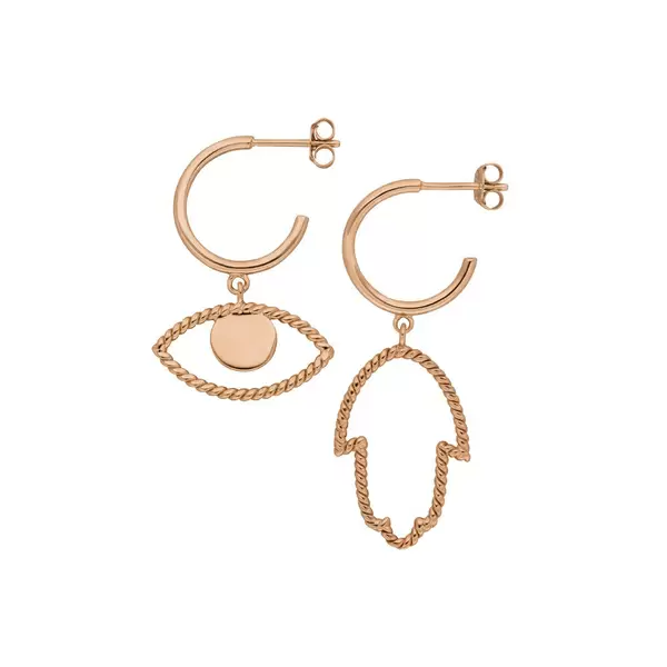 Leaf Jewelry Single Creole Evil Eye Twist, 18 K Rosegold vergoldet Exklusive Angebote