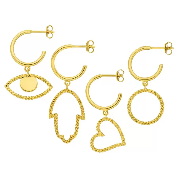 Leaf Jewelry Single Creole Evil Eye Twist, 18 K Gelbgold vergoldet Saisonale Angebote