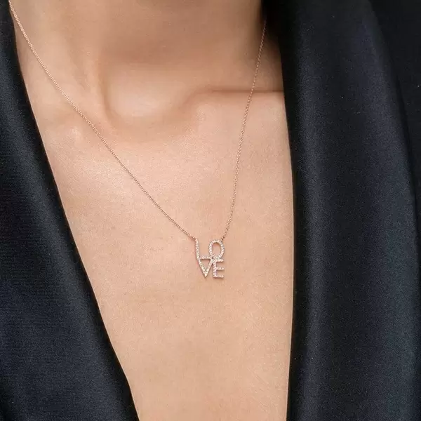 Leaf Jewelry Halskette Love mit Diamanten, 18 K Roségold Super Sparpreis
