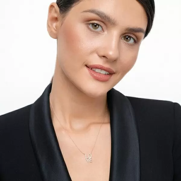 Leaf Jewelry Halskette Love mit Diamanten, 18 K Roségold Super Sparpreis