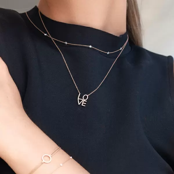 Leaf Jewelry Halskette Love mit Diamanten, 18 K Roségold Super Sparpreis