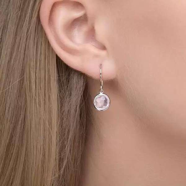 Leaf Jewelry Ohrringe Rosenquarz, 14 K Weißgold Wochenangebot