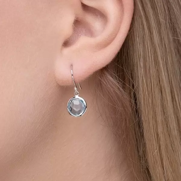 Leaf Jewelry Ohrringe Blauer Topas, 14 K Weißgold Letzte 3 Tage