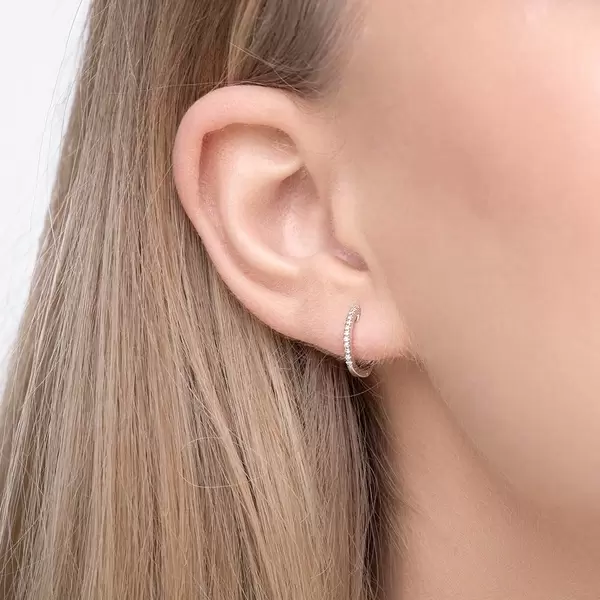 Leaf Jewelry Creole Circle XS mit Diamanten, 12mm, 18 Weißgold Neueste Stile