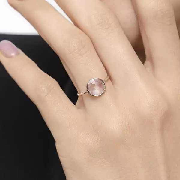 Leaf Jewelry Ring 14 K Roségold, Rosenquarz Letzte 2 Tage