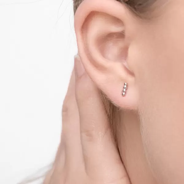 Leaf Jewelry Ohrstecker 4 Kugel, 14K Weißgold Bis zu 65% Rabatt