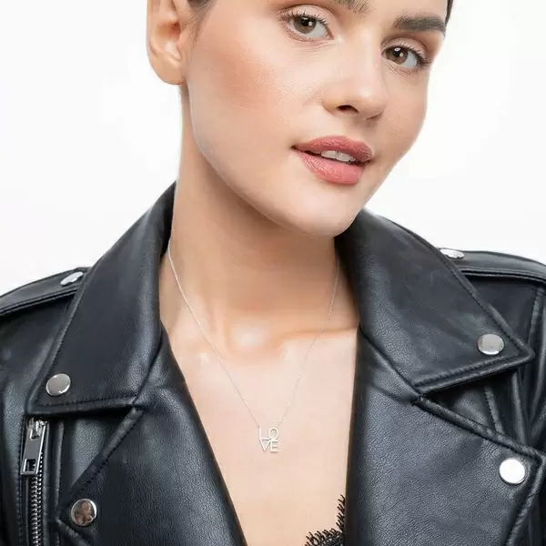 Leaf Jewelry Halskette Love mit Diamanten, 18 K Weissgold Nur für heute