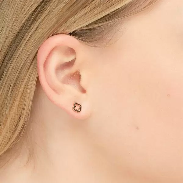 Leaf Jewelry Ohrstecker Clover, 14 K Rosegold Vierteljährliche Förderung