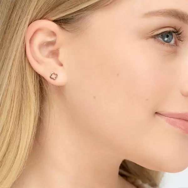 Leaf Jewelry Ohrstecker Clover, 14 K Rosegold Vierteljährliche Förderung