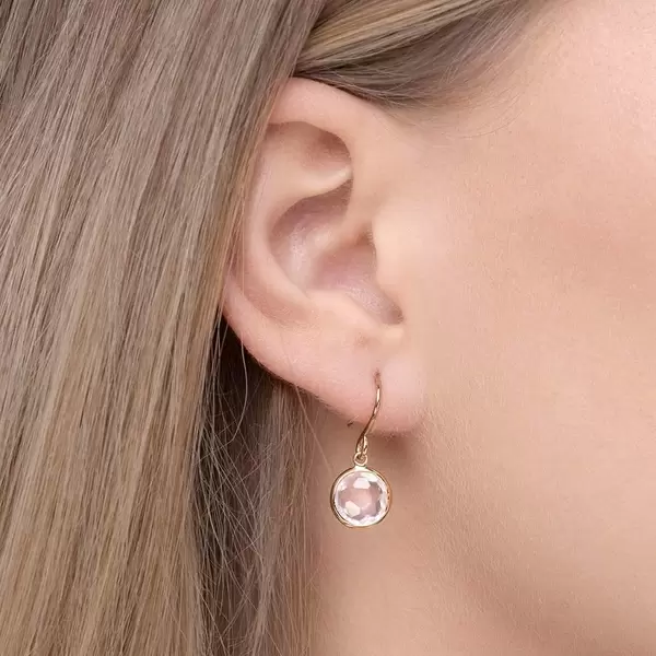 Leaf Jewelry Ohrringe Rosenquarz, 14 K Gelbgold Super Rabatt