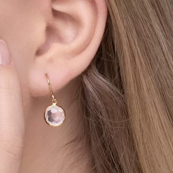 Leaf Jewelry Ohrringe Rosenquarz, 14 K Gelbgold Super Rabatt