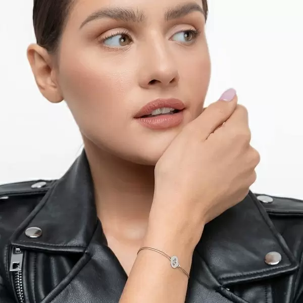 Leaf Jewelry Glücksbändchen Hand der Fatima, 14 K Weißgold, Beige Riesige Rabatte