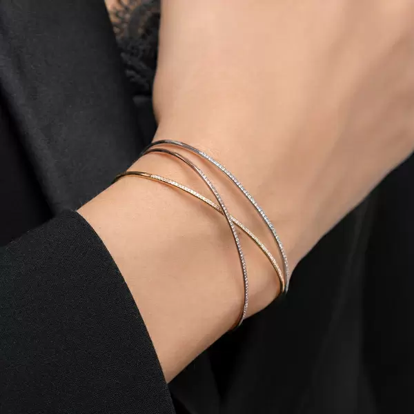 Leaf Jewelry Armreif Circle mit Diamanten, 18 K Weißgold 50% Rabatt mit kostenlosem Versand
