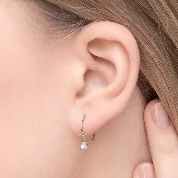 Leaf Jewelry Ohrringe Cabochon, Mondstein, 14 K Weißgold Begrenzt auf 3 Tage