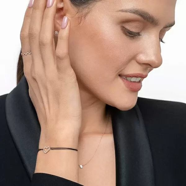 Leaf Jewelry Glückarmband Herz mit Diamanten, 18 K Rosegold, Beige Speichern exportieren