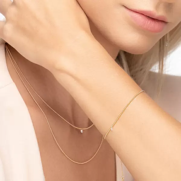 Leaf Jewelry Armkette Pure Ball Chain, Diamant, 14 K Gelbgold Im Verkauf