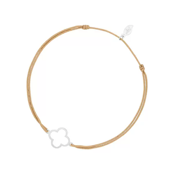 Leaf Jewelry Glücksbändchen GENTLE CLOVER, 14 K Weißgold, Beige Rabatte dieses Monats