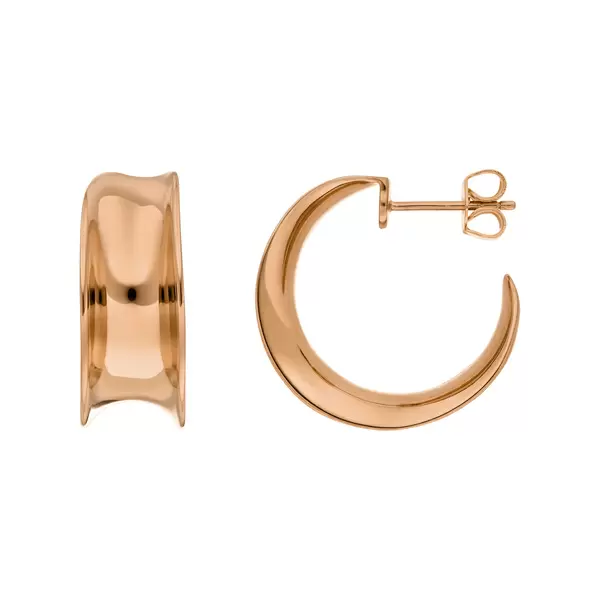 Leaf Jewelry Silber Creolen, 80's, Rosegold Verkauf