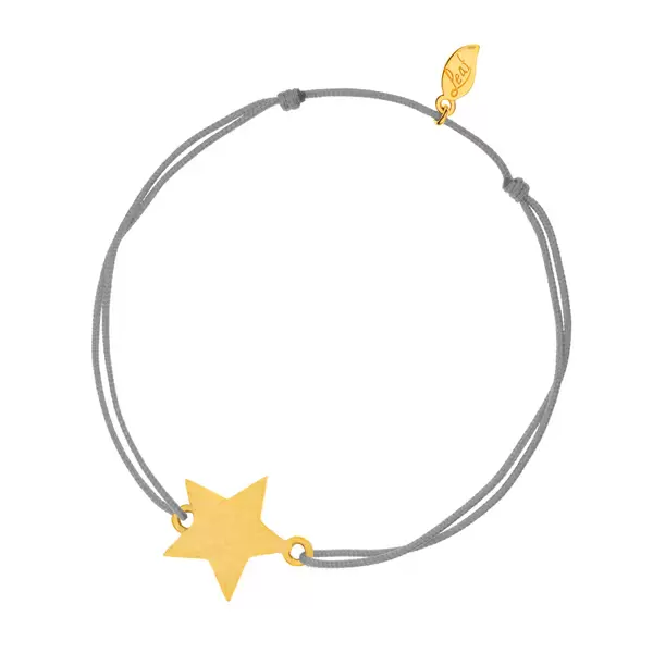 Leaf Jewelry Glücksbändchen Star-Disc, matt, Gelbgold vergoldet , Grau Flash Sale