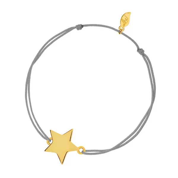 Leaf Jewelry Glücksbändchen Star-Disc, matt, Gelbgold vergoldet , Grau Flash Sale