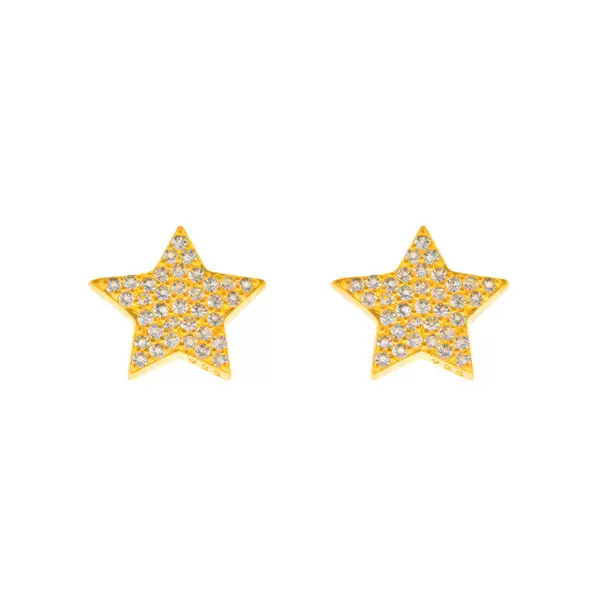Leaf Jewelry Ohrstecker Stern mit Zirkonia, 18 K Gelbgold vergoldet Weihnachtsangebot