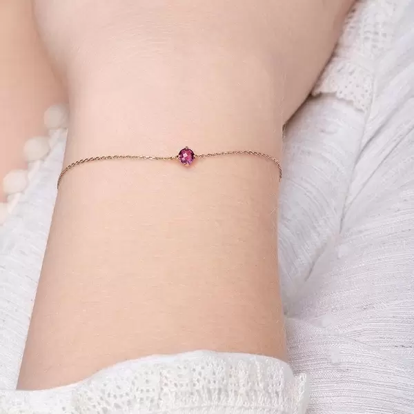 Leaf Jewelry Armkette Cabochon, Rhodolite, 14 K Rosegold Heißer Verkauf