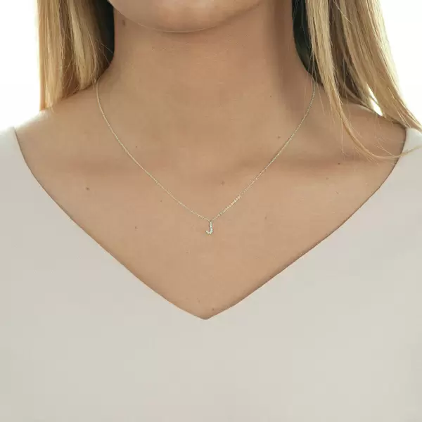 Leaf Jewelry Halskette Letter "J", 14 K Weißgold mit Diamanten Blitzangebot
