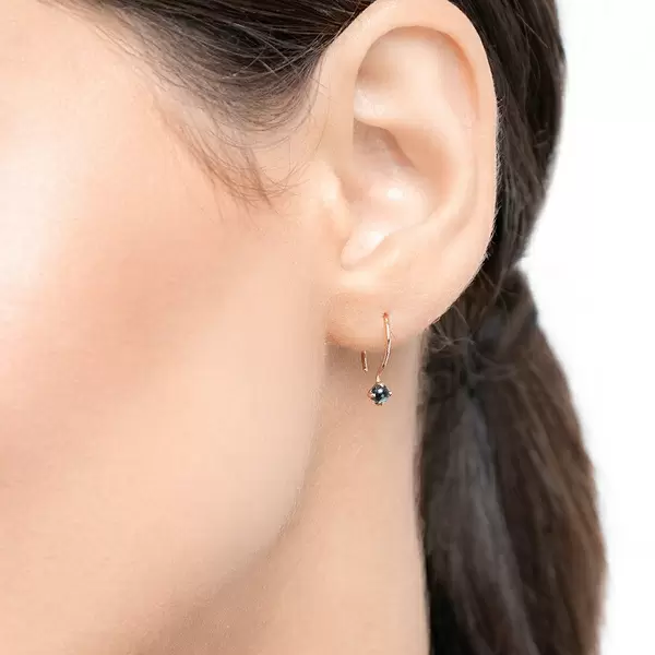 Leaf Jewelry Ohrringe Cabochon, Blaue Topas, 14 K Roségold Große Rabatte