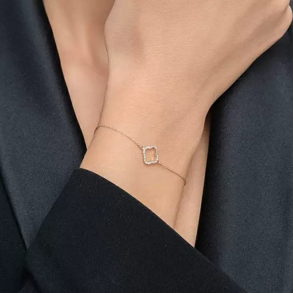 Leaf Jewelry Armkette Clover mit Diamanten, 18 K Roségold Saisonale Angebote