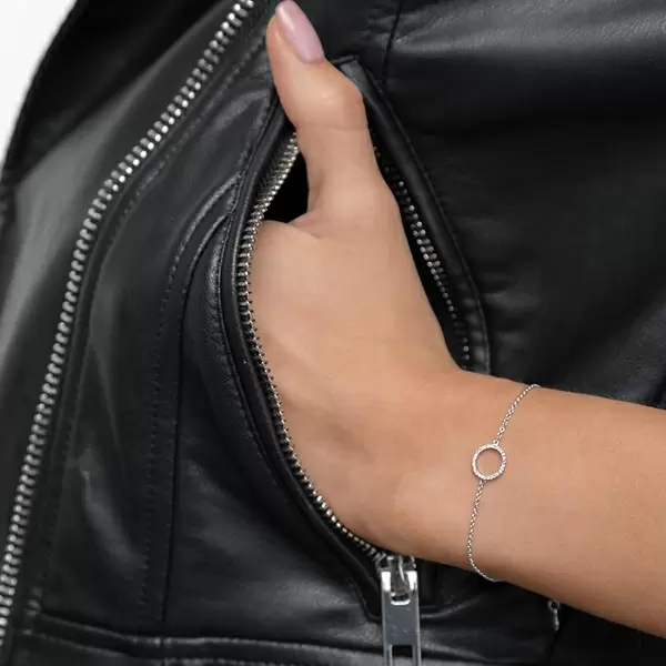 Leaf Jewelry Armkette Circle mit Diamanten, 18 K Weißgold Räumungsverkauf
