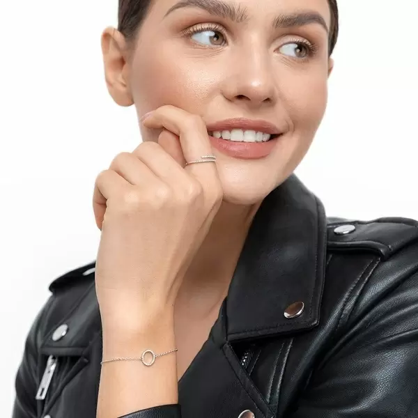 Leaf Jewelry Armkette Circle mit Diamanten, 18 K Weißgold Räumungsverkauf