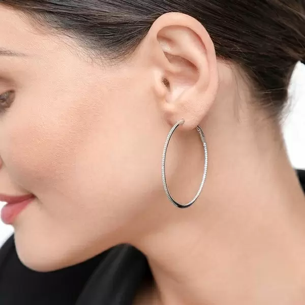 Leaf Jewelry Creole Circle L mit Diamanten, 45mm, 18 K Rosegold Kauf eins, bekomm eins gratis
