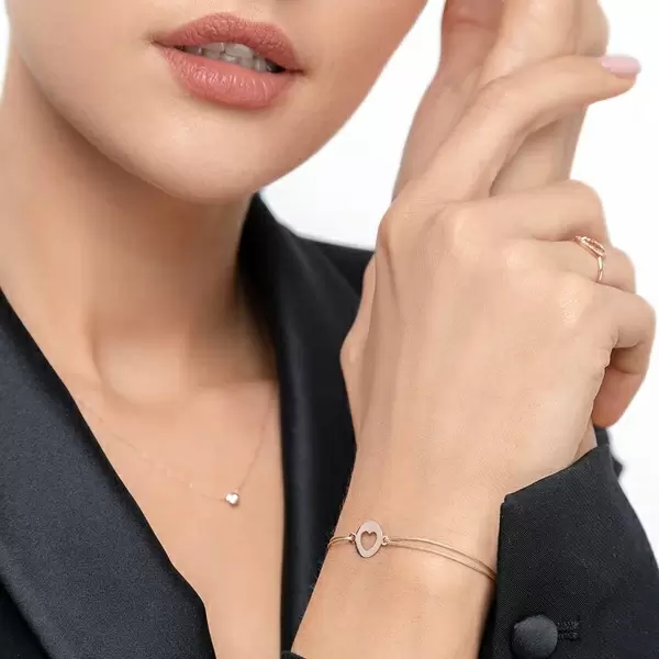 Leaf Jewelry Glücksbändchen Heart, 14 K Rosegold, Beige Tägliche Deals