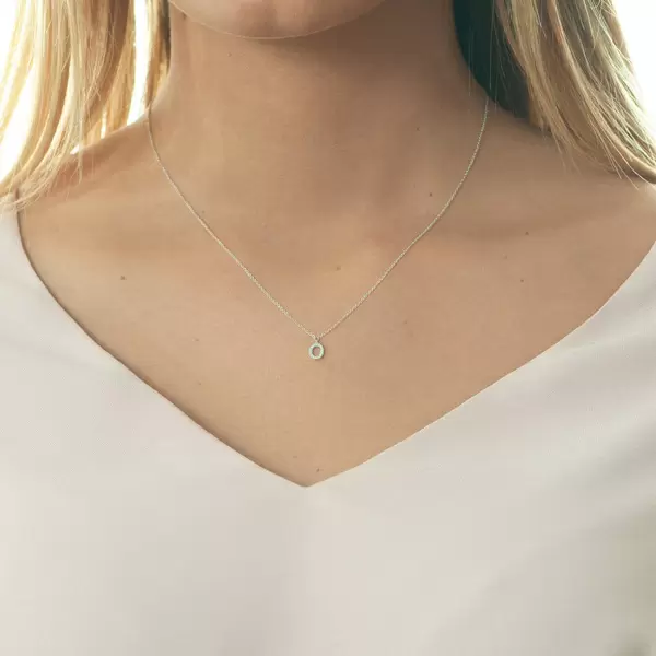 Leaf Jewelry Halskette Letter "O", 14 K Weißgold mit Diamanten Sonderangebote