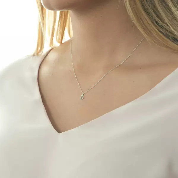 Leaf Jewelry Halskette Letter "O", 14 K Weißgold mit Diamanten Sonderangebote