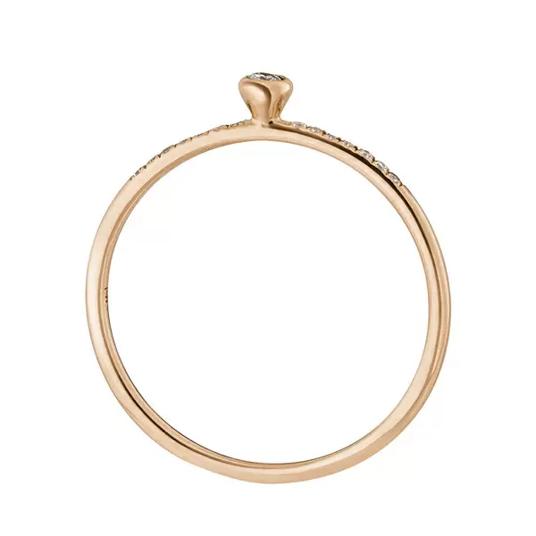 Leaf Jewelry Ring Petite, White Diamond, 14 K Rosegold Tiefpreis